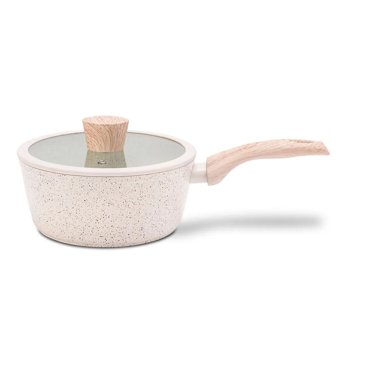 Panela de Indução com Tampa Brinox Sirus Antiaderente Ceramic Life Ø 18cm 1,5 Litros Vanilla