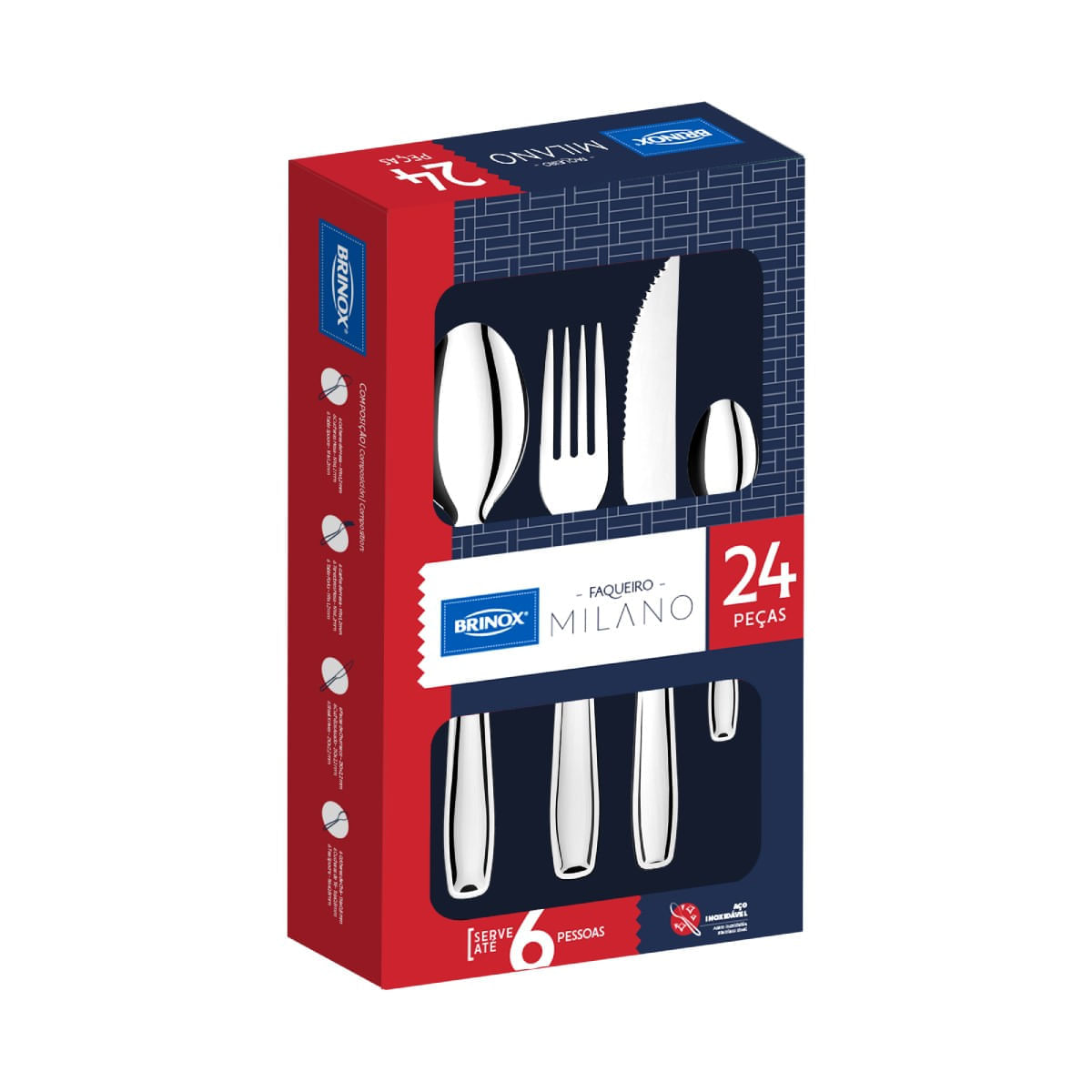 Faqueiro Brinox Milano 24 Peças Aço Inoxidável