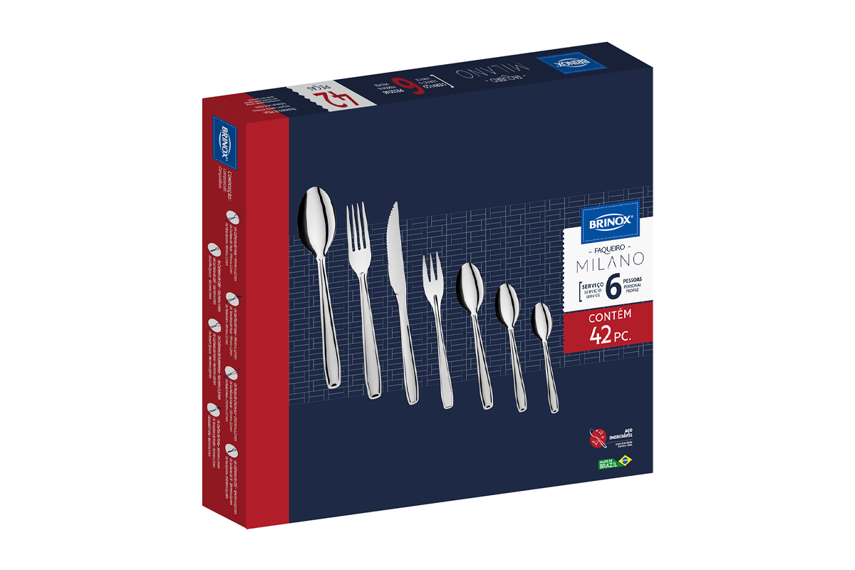 Faqueiro Brinox Milano 42 Peças Aço Inoxidável