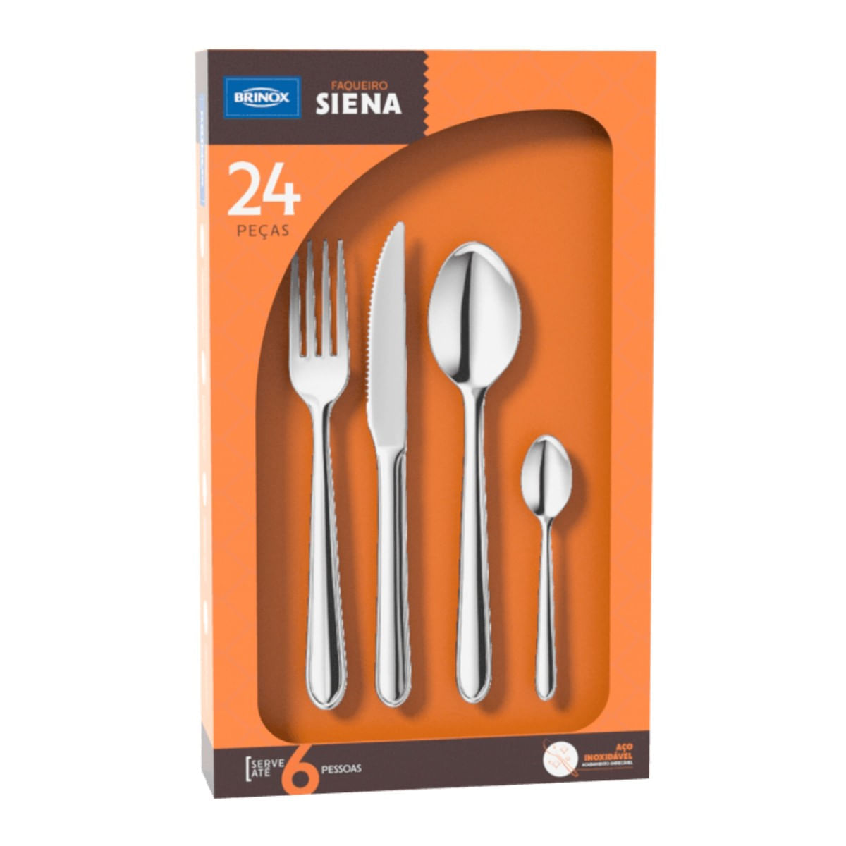 Faqueiro Brinox Siena 24 Peças Aço Inoxidável