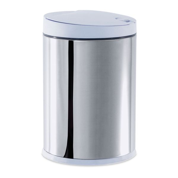 Lixeira com Tampa Press Brinox Linha Pia 4 Litros Ø17 x 25cm Aço Inoxidável Branco Brinox