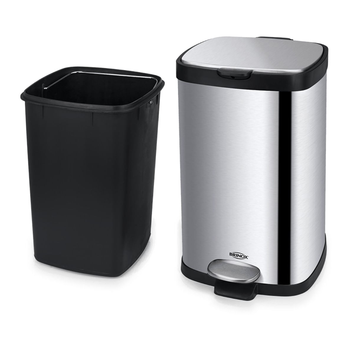 Lixeira com Pedal e Balde Brinox Frame 12 Litros Aço Inox Escovado - Imagem 4