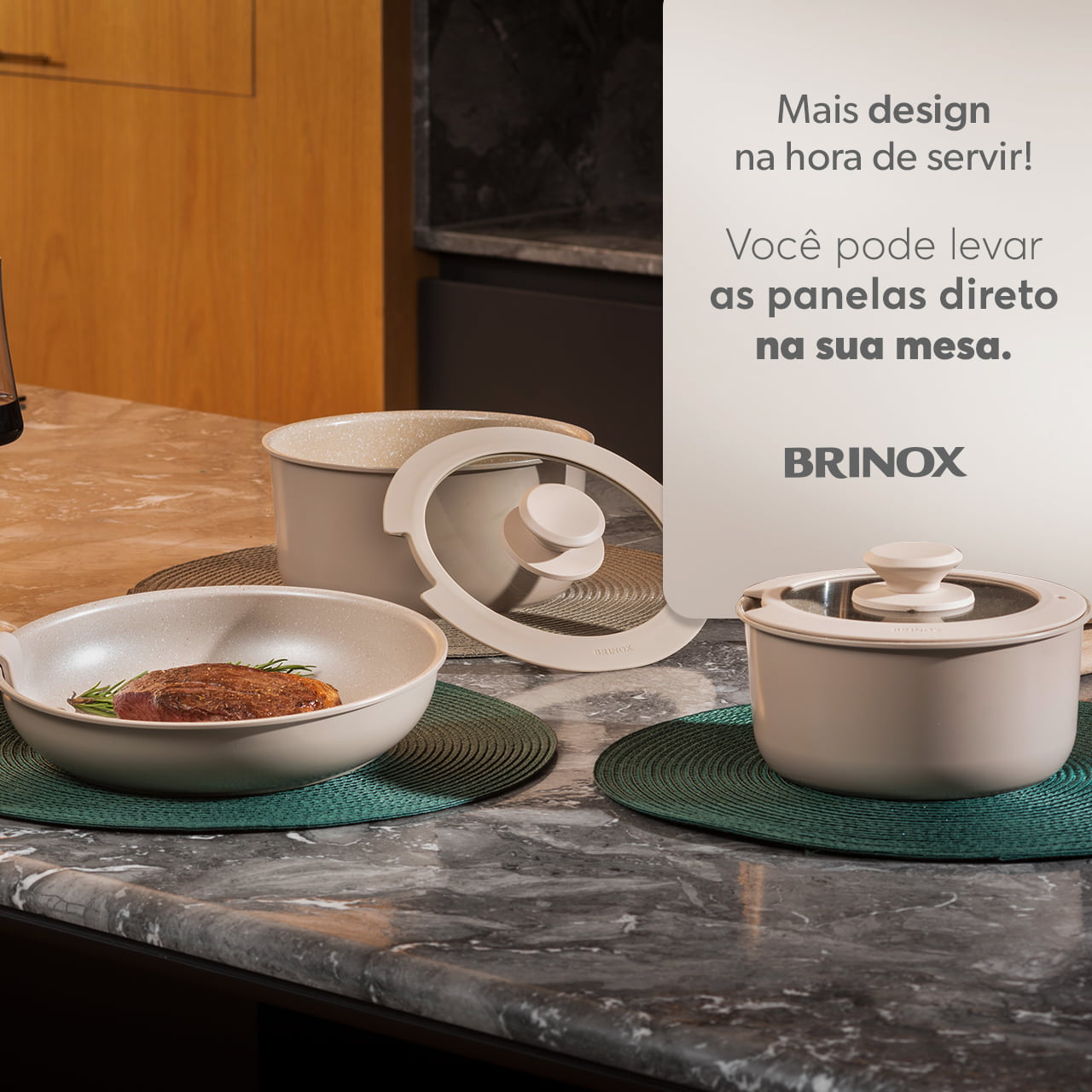 Jogo de Panelas Empilhável Brinox Fit 10 Peças Antiaderente Ceramic Life, Cabo Removível e Fundo de Indução - Areia - Imagem 10