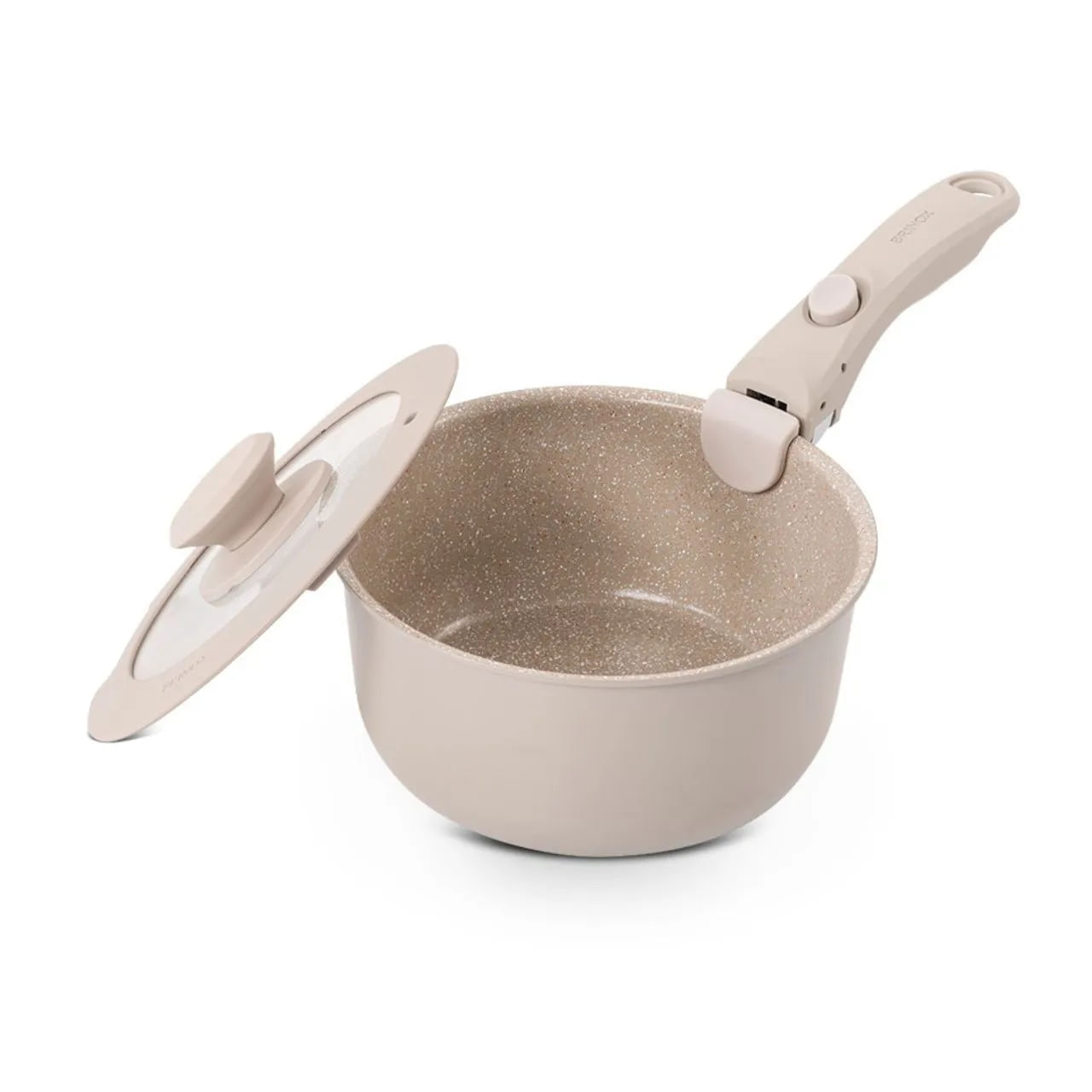 Jogo de Panelas Empilhável Brinox Fit 10 Peças Antiaderente Ceramic Life, Cabo Removível e Fundo de Indução - Areia - Imagem 13