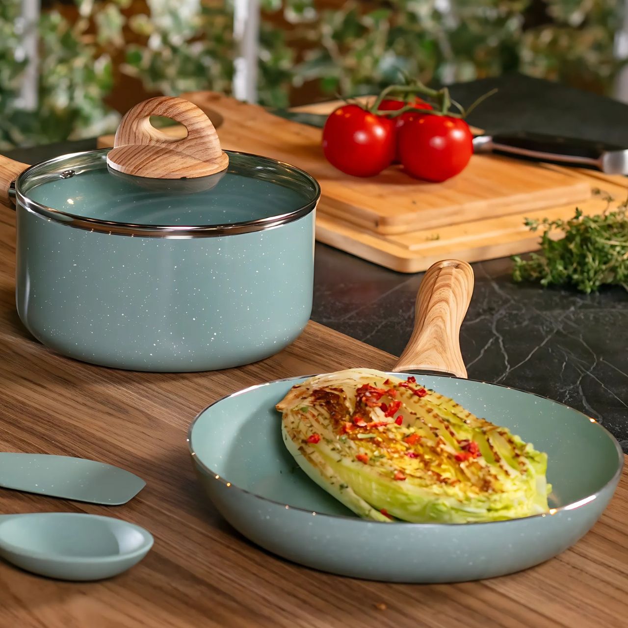 Frigideira de Indução Brinox Botanika Antiaderente Ceramic Life Ø22cm 1,1 Litros Verde - Imagem 2