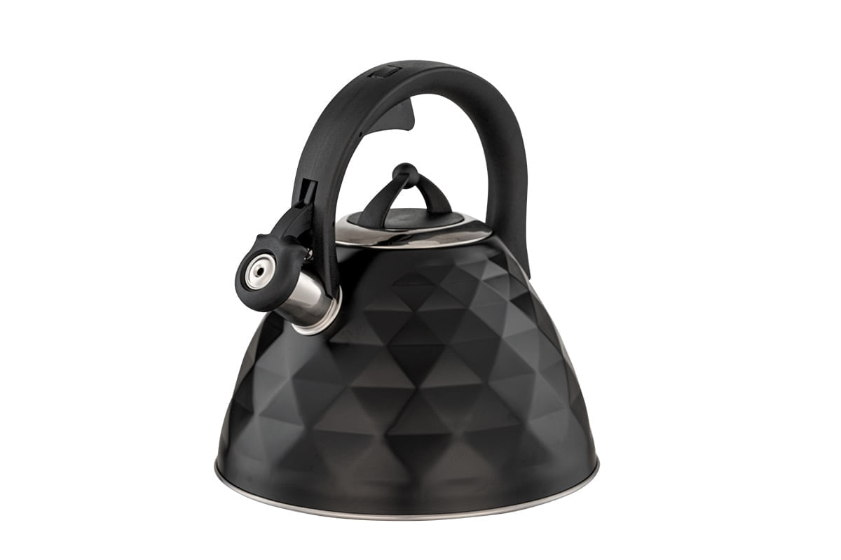 Chaleira de Inox com Apito Brinox 3 L Black Diamond com Indução Preto Fosco