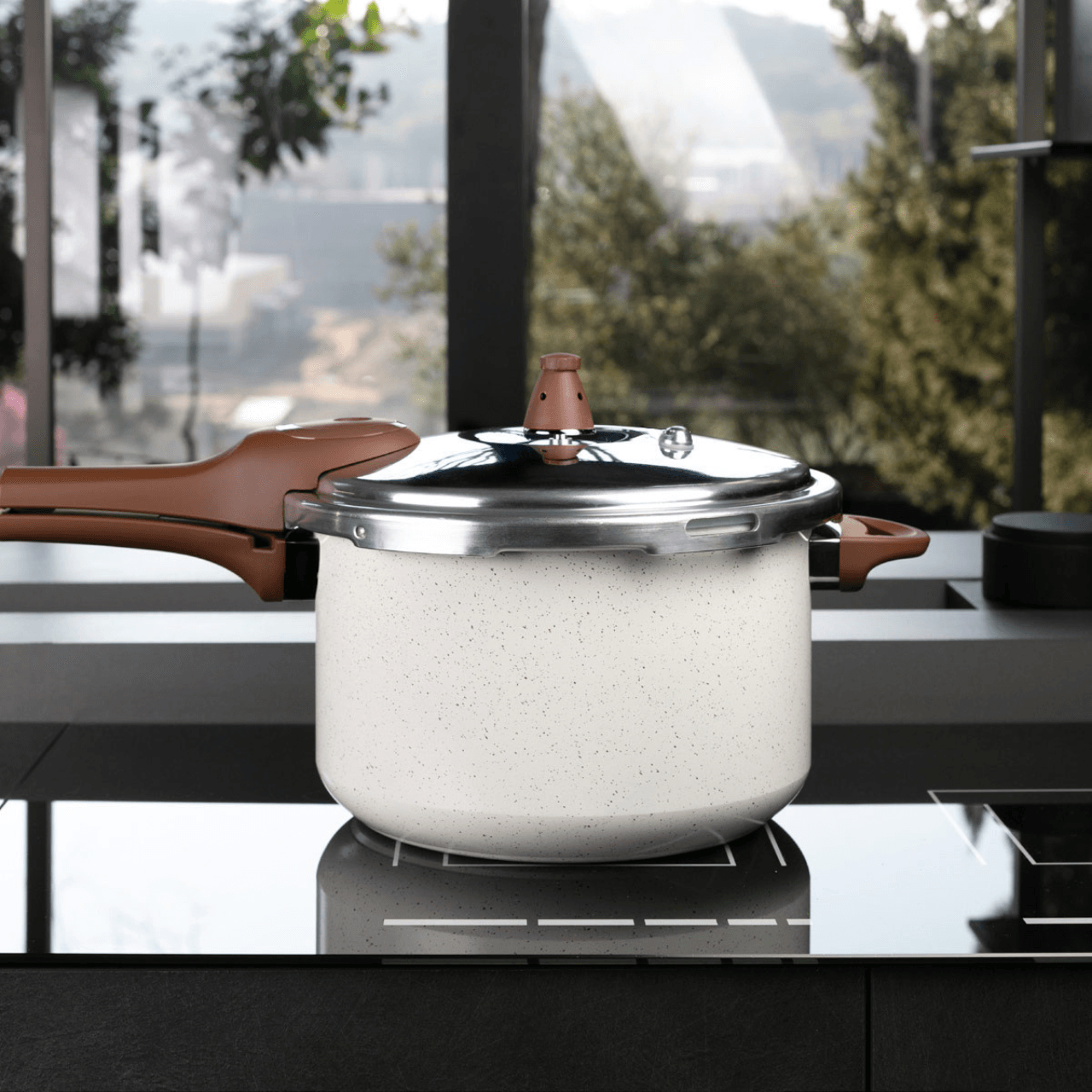 Panela de Pressão Indução Brinox Antiaderente Ceramic Life Pressure 6,8 Litros Ø24cm Vanilla - Imagem 2