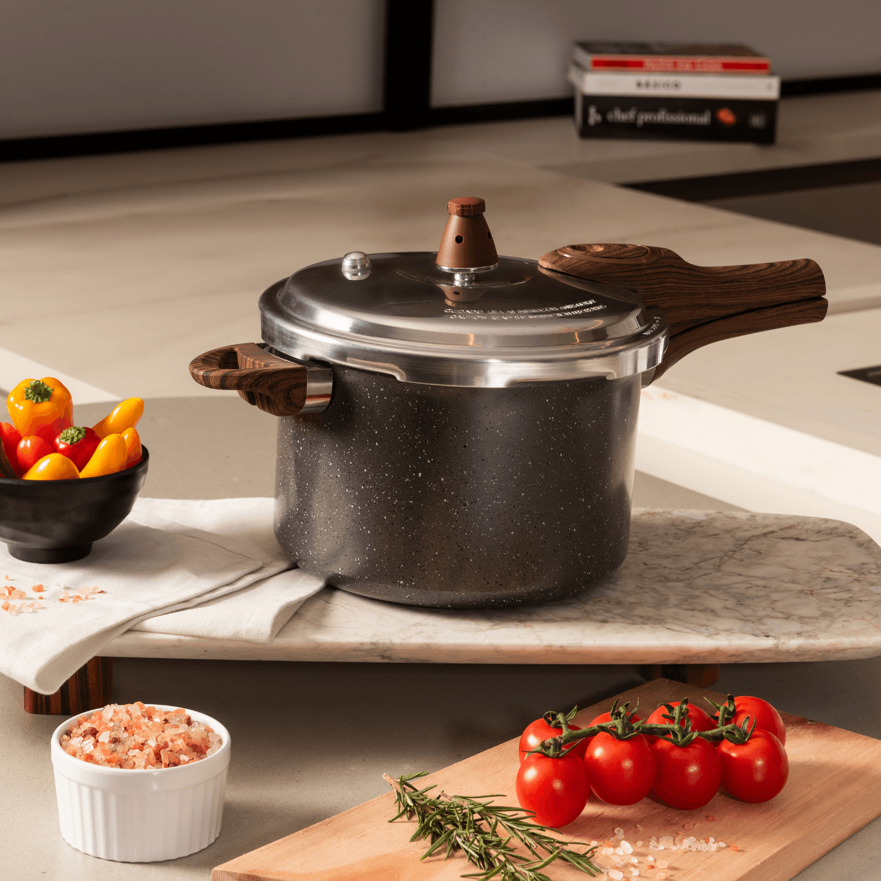 Panela de Pressão Indução Brinox Pressure Antiaderente Ceramic Life 4,2 Litros Ø20cm Granito - Imagem 2