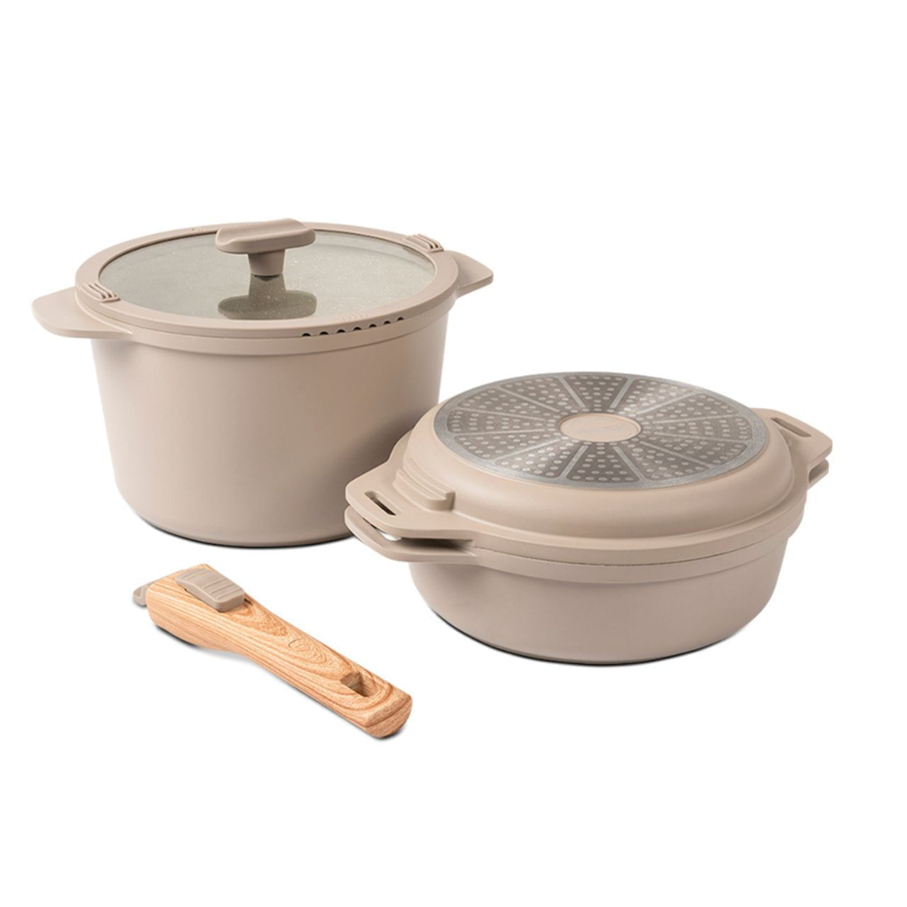 Jogo de Panelas Empilhável Brinox Loft 7 Peças Antiaderente Ceramic Life, Cabo Removível e Fundo de Indução - Areia - Imagem 13