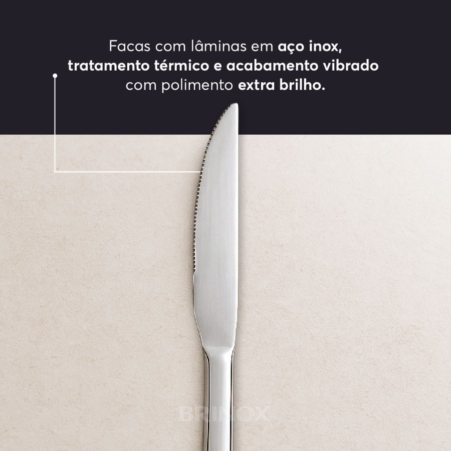 Faqueiro Brinox Turim 24 Peças Aço Inoxidável - Imagem 6