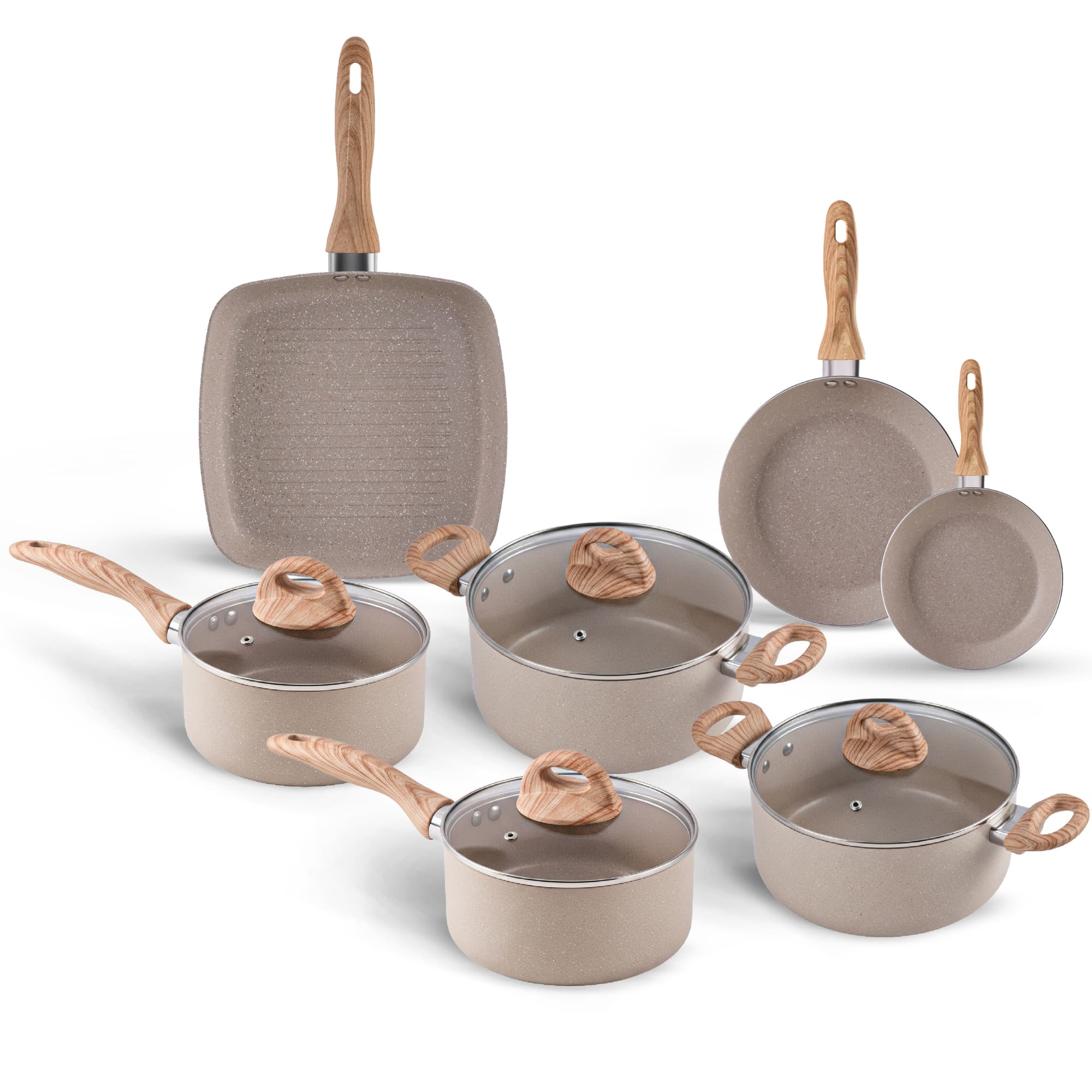 Jogo de Panelas com Indução Brinox Antiaderente Ceramic Life Smart Plus 7 Peças