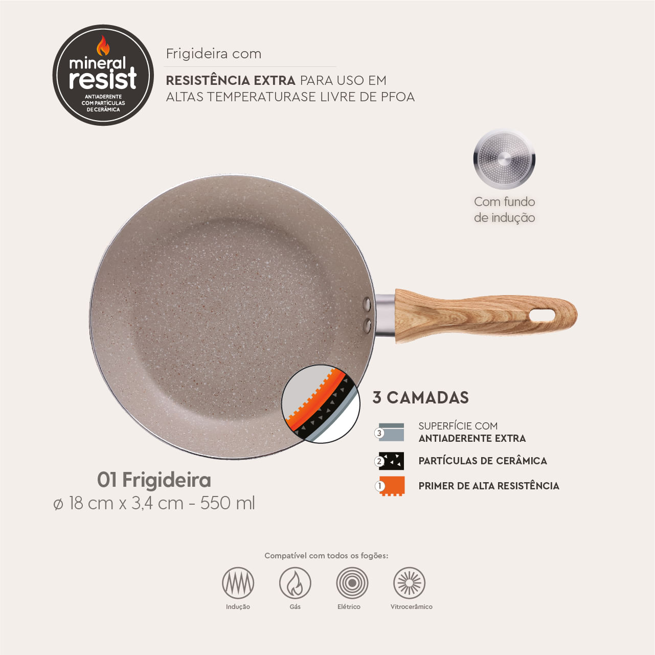 Jogo de Panelas com Indução Brinox Antiaderente Ceramic Life Smart Plus 7 Peças - Imagem 8