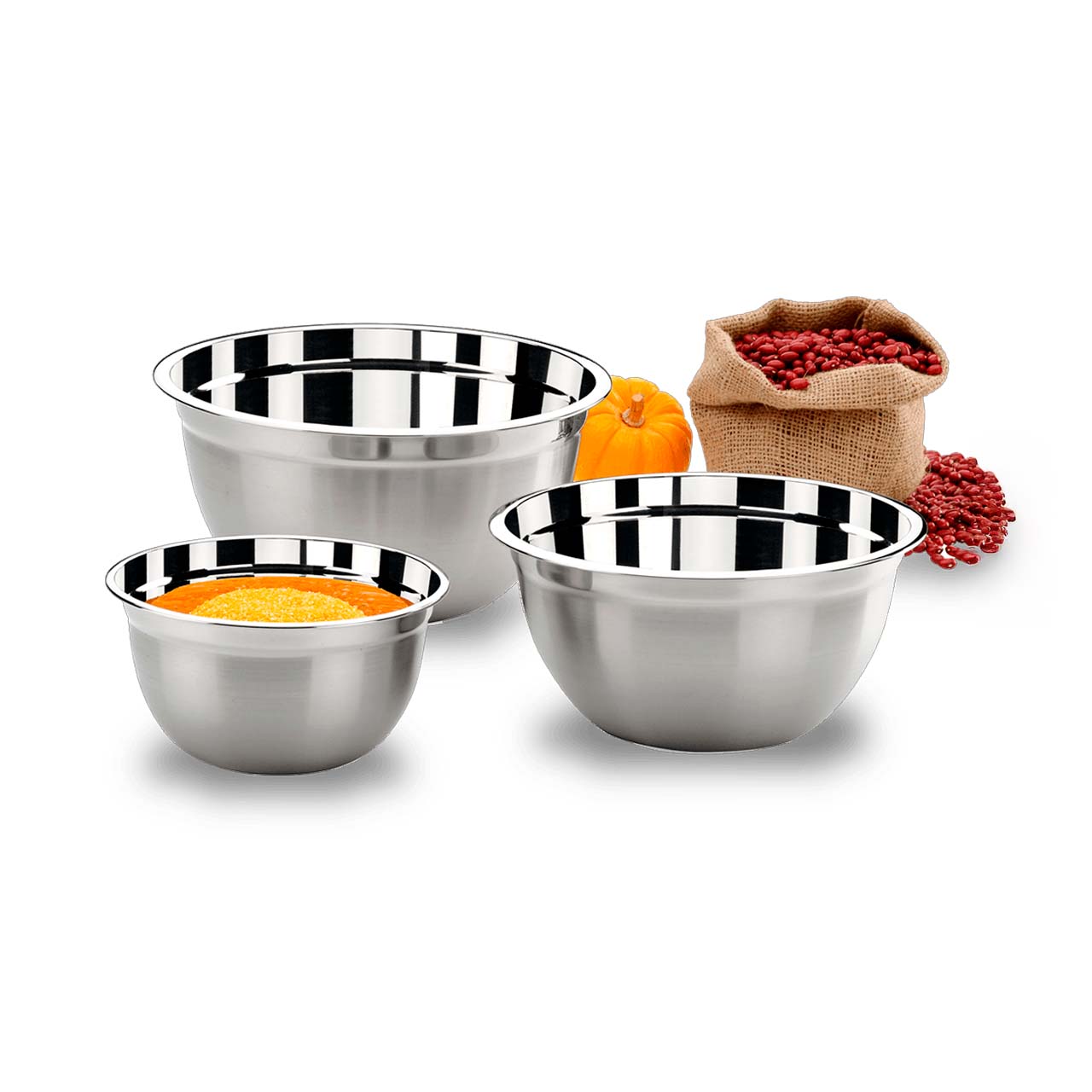 Conjunto de Tigelas Brinox Suprema 3 Peças Aço Inox