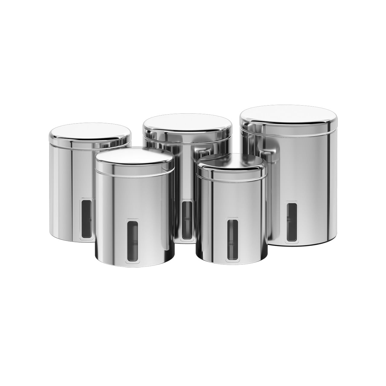 Conjunto de Potes para Mantimentos com Tampa e Visor Brinox Suprema Aço Inox 5 Peças - Imagem 2
