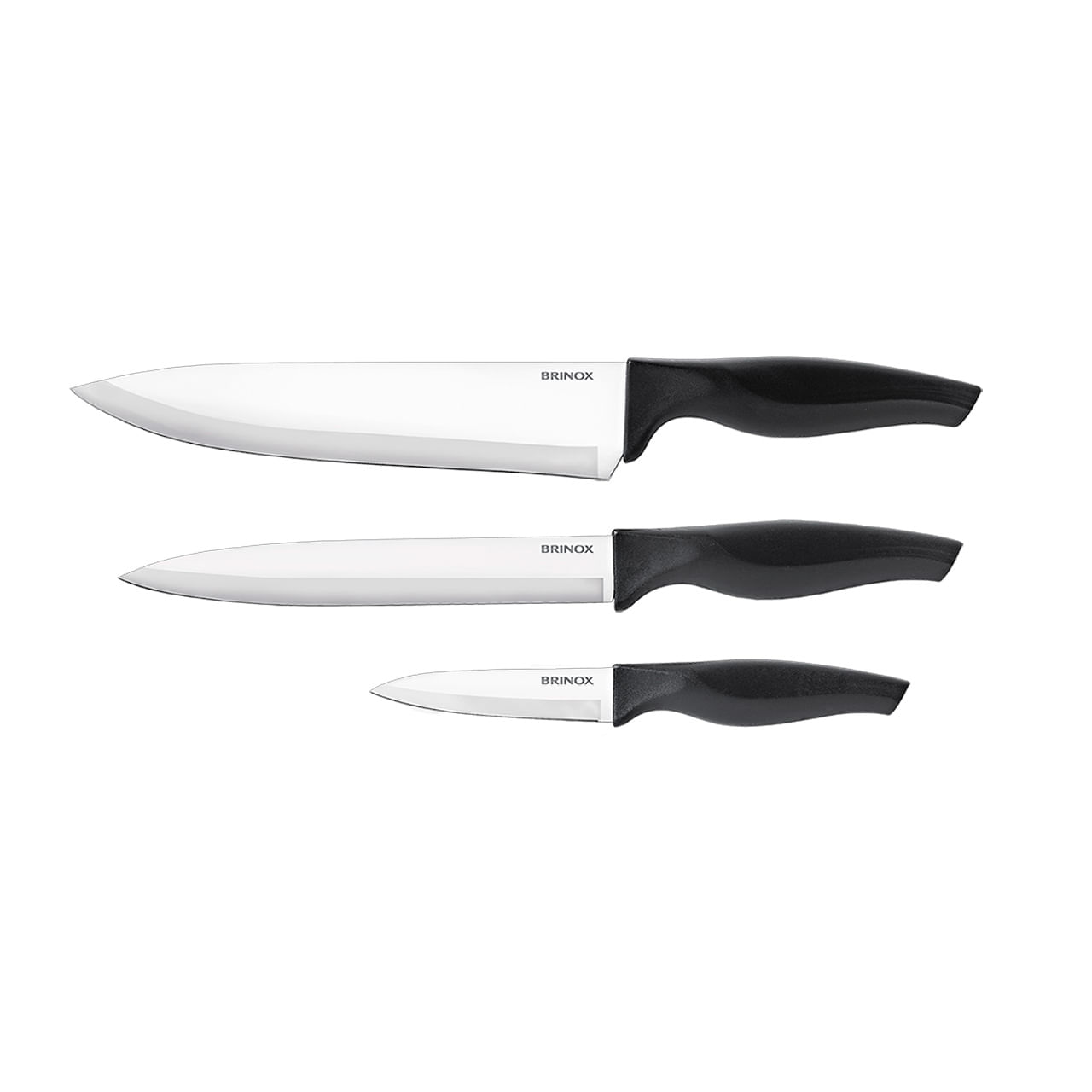 Conjunto de Facas Brinox Cross em Inox 3 Facas Preto