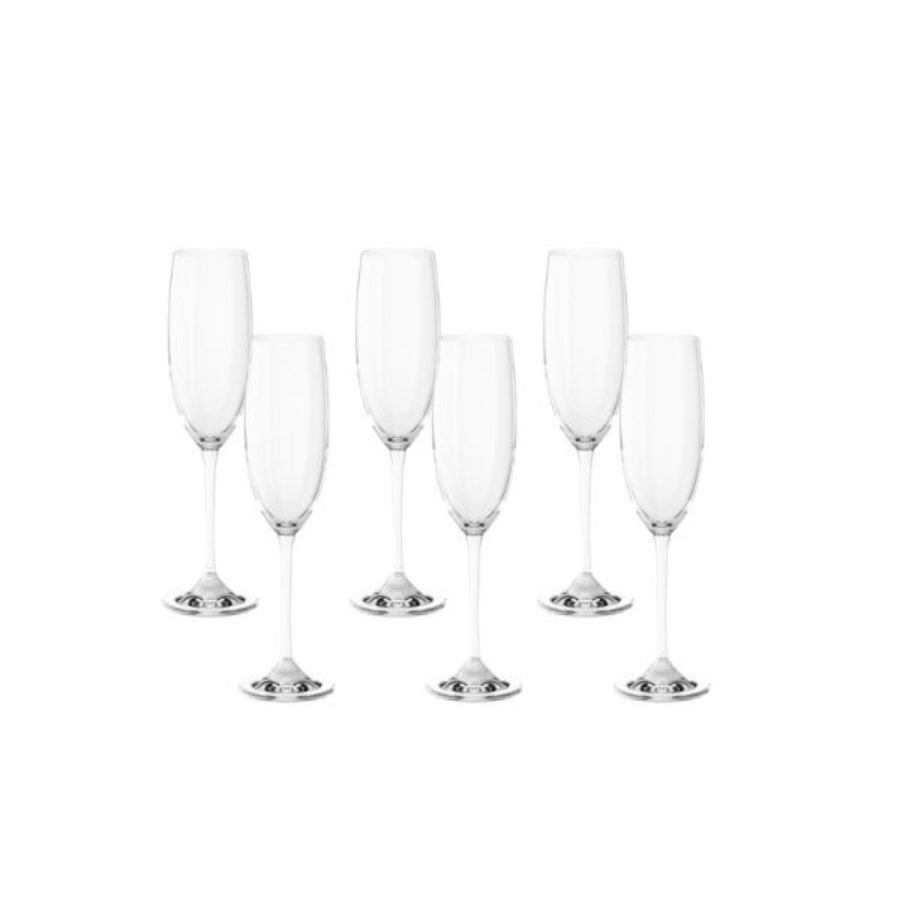 Jogo de 6 Taças para Espumante em Cristal Bohemia 220ml Haus Concept Fizzy