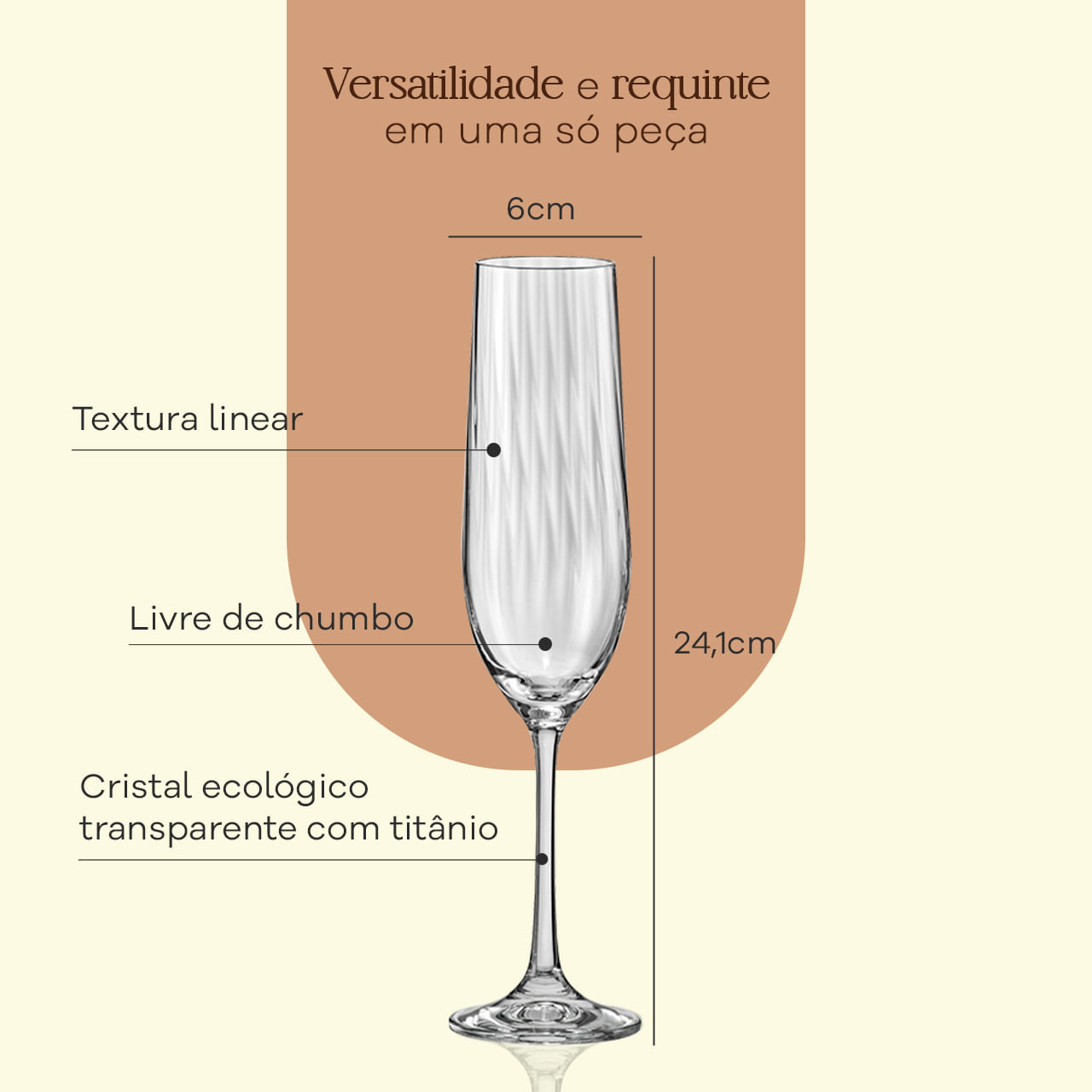 Jogo de 6 Taças para Espumante em Cristal Bohemia 190ml Haus Concept Dream - Imagem 3