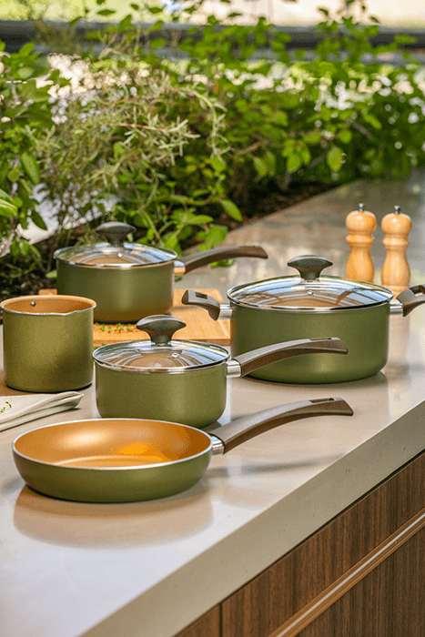 Jogo de Panelas Brinox Antiaderente Pro-Flon 5 Peças Green Verde - Imagem 2