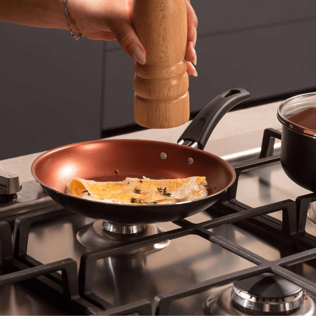 Jogo de Panelas Brinox Topázio Antiaderente Pro-Flon 5 Peças Cinza Range - Imagem 3