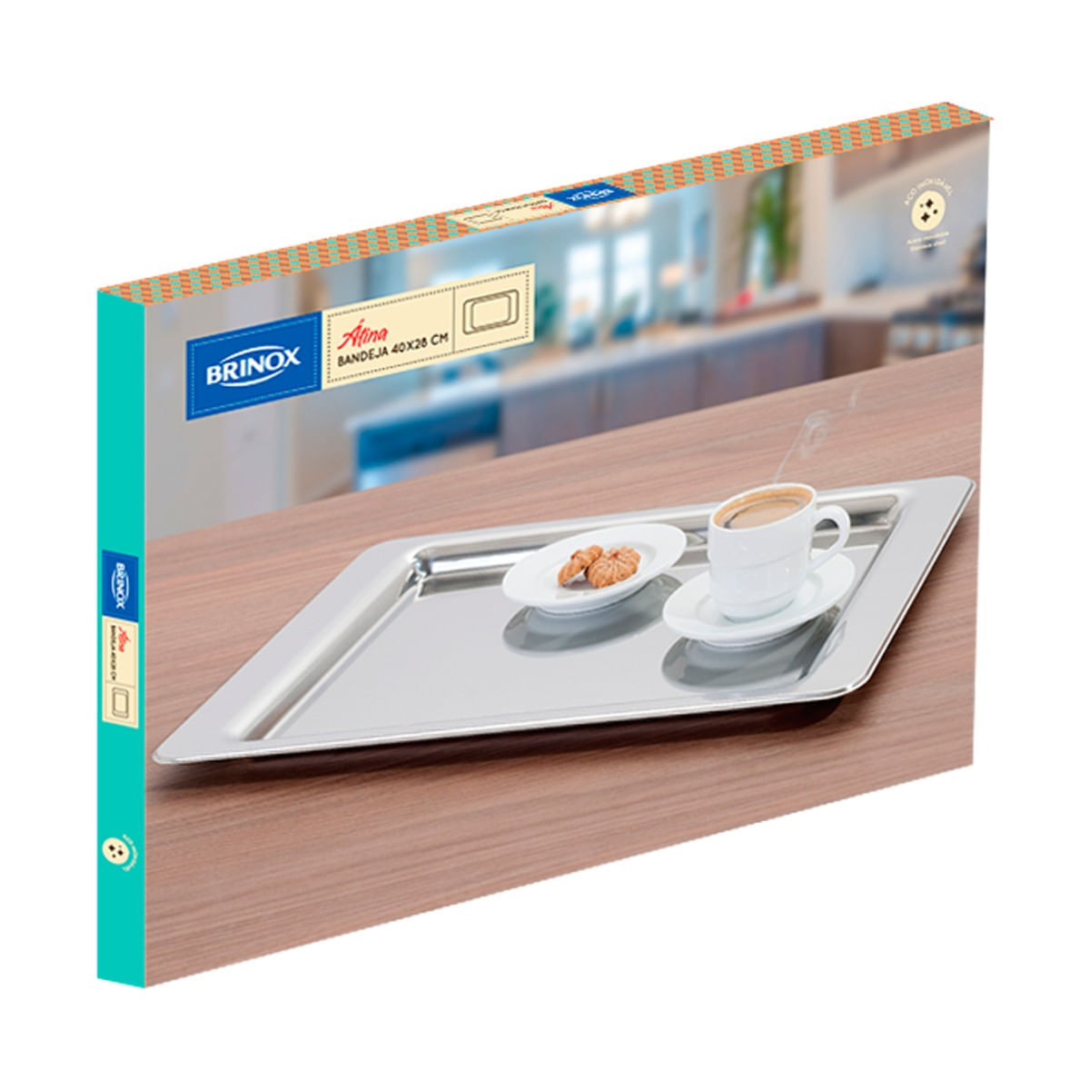 Bandeja para Servir Brinox Atina 40 x 28 cm Aço Inox - Imagem 2
