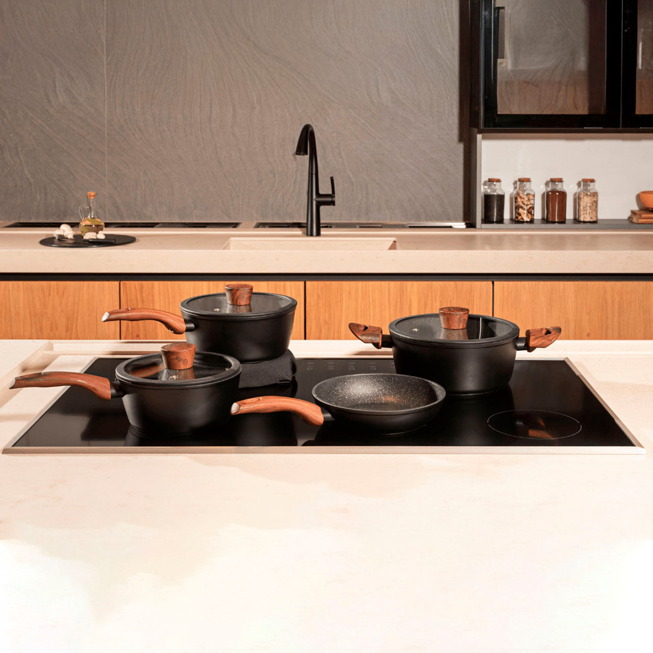 Jogo de Panelas Brinox Antiaderente Ceramic Life 4 Peças Sirius com Indução Preto - Imagem 2