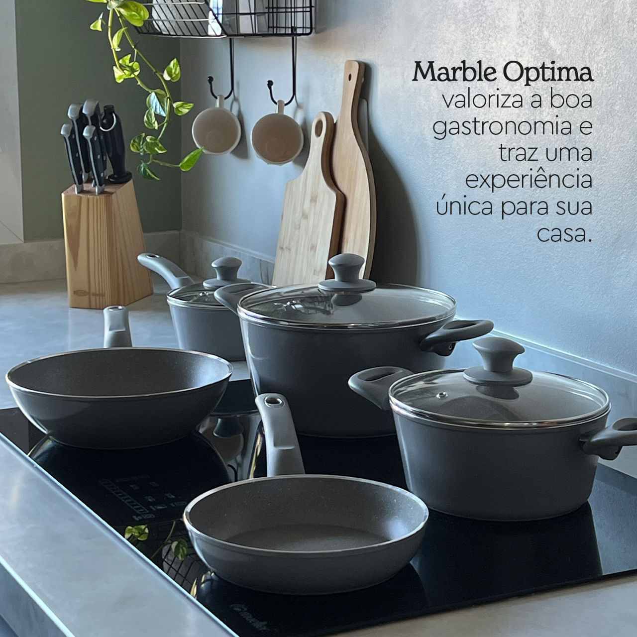 Jogo de Panelas Brinox Antiaderente Ceramic Life 5 Peças Marble Optima com Indução Cinza - Imagem 5