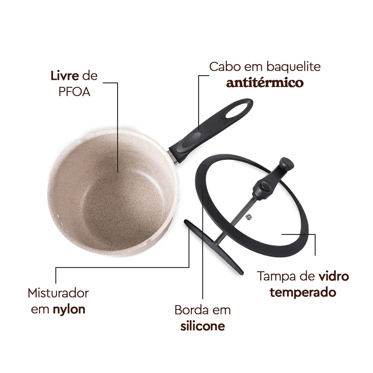 Pipoqueira Brinox Pic Poc Antiaderente Ceramic Life 5,5 Litros Ø22cm Vanilla - Imagem 4