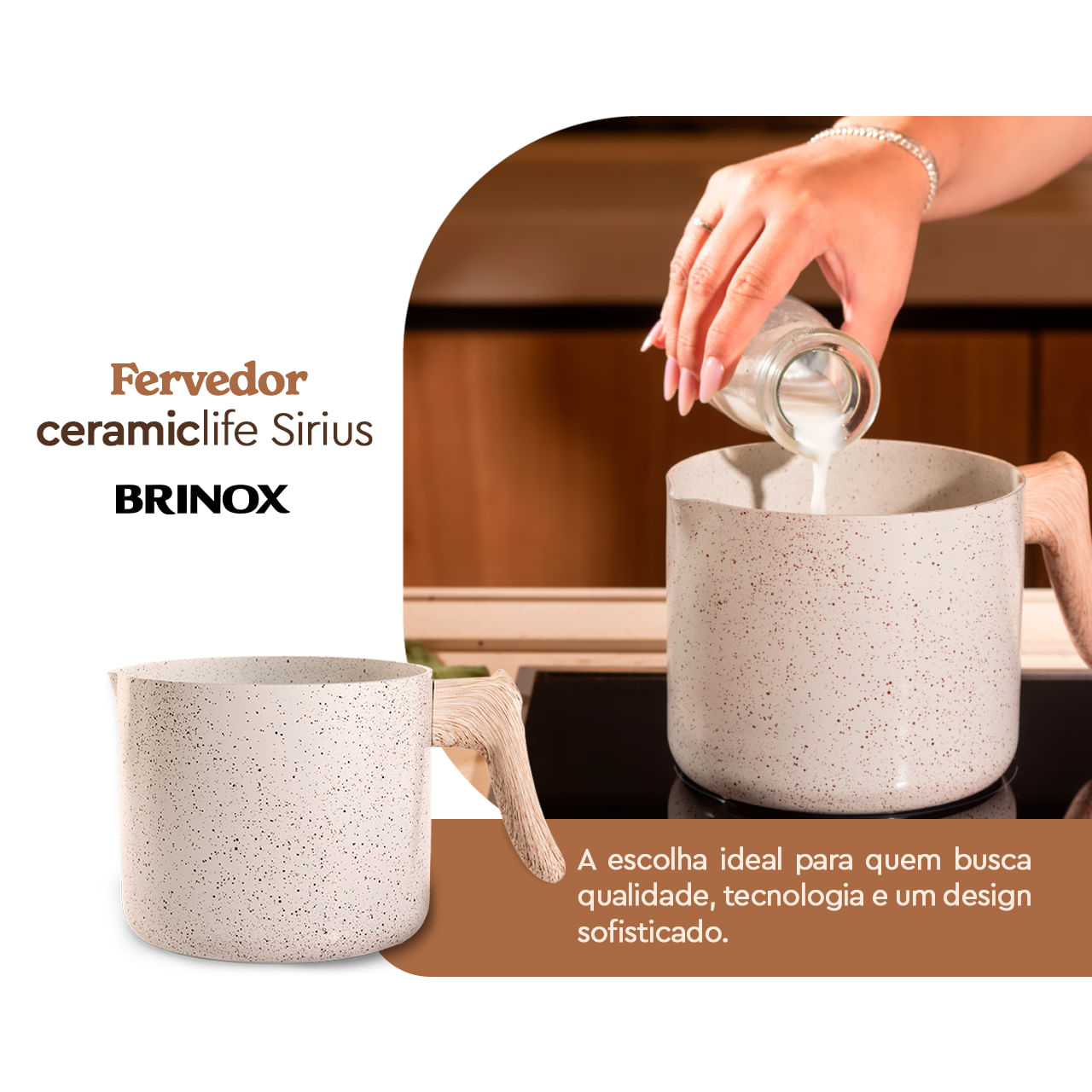 Fervedor com Indução Brinox Sirius 1,7 Litros Ø14cm Ceramic Life Vanilla - Imagem 2