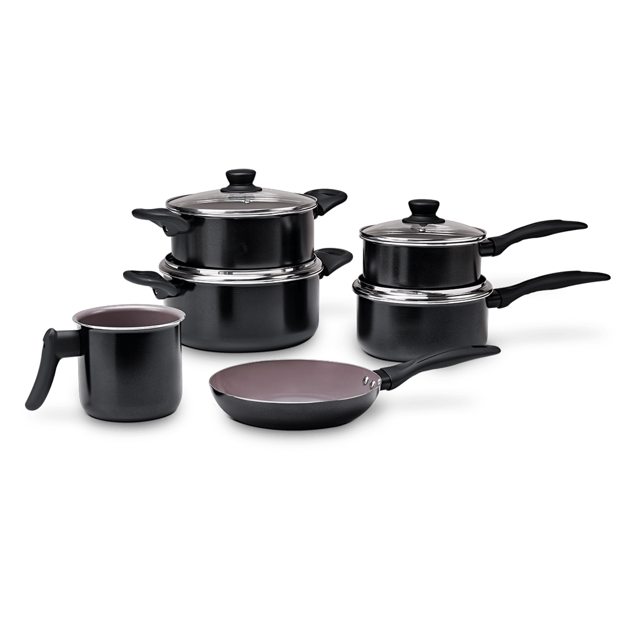 Jogo de Panelas Brinox Antiaderente Ceramic Life 6 Peças Tulip Preto