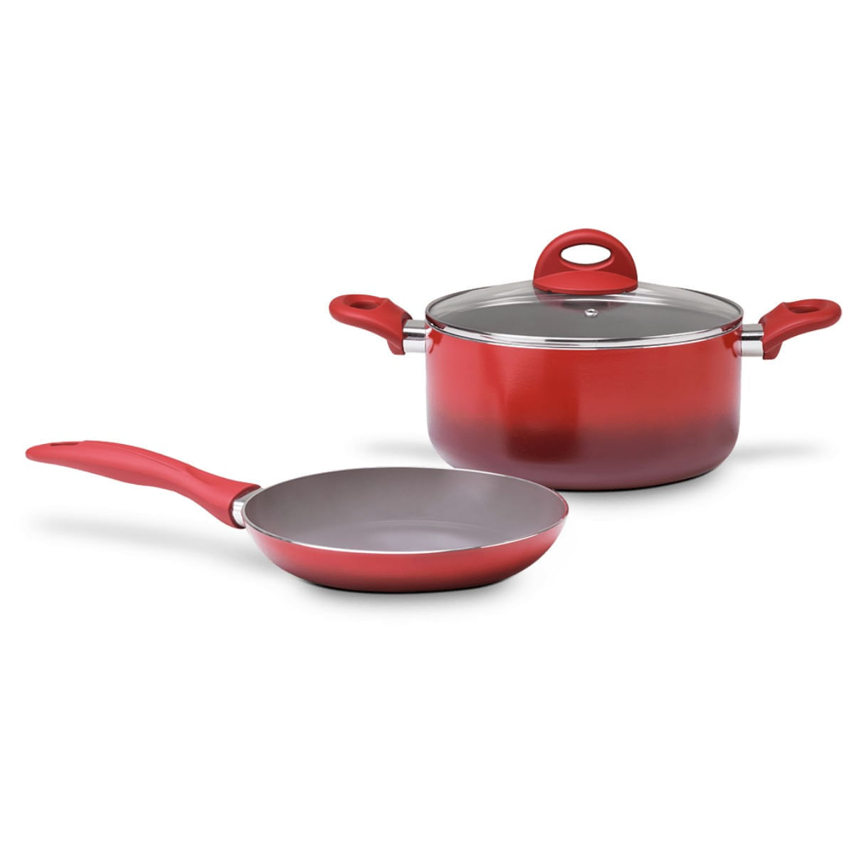 Jogo de Panelas Brinox Antiaderente Ceramic Life 5 Peças Smart Plus Vermelho - Imagem 6