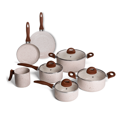 Jogo de Panelas Brinox Antiaderente Ceramic Life 7 Peças Smart Plus Vanilla