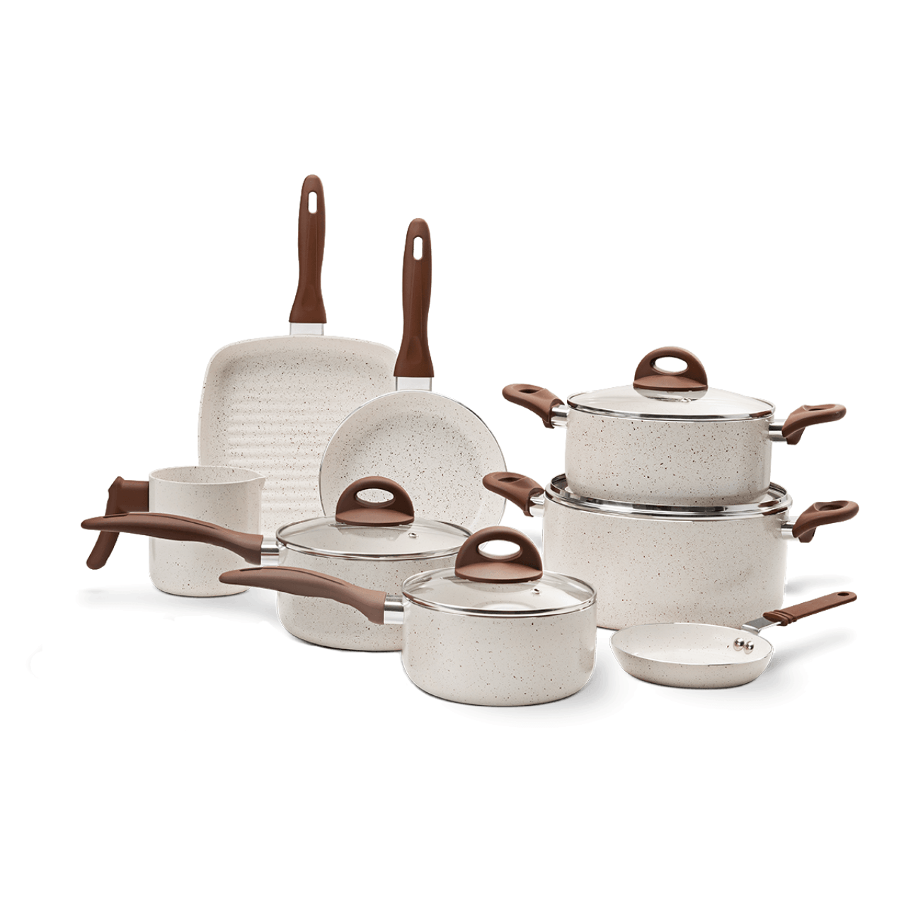 Jogo De Panelas Ceramic Life Brinox 8 Peças Vanilla