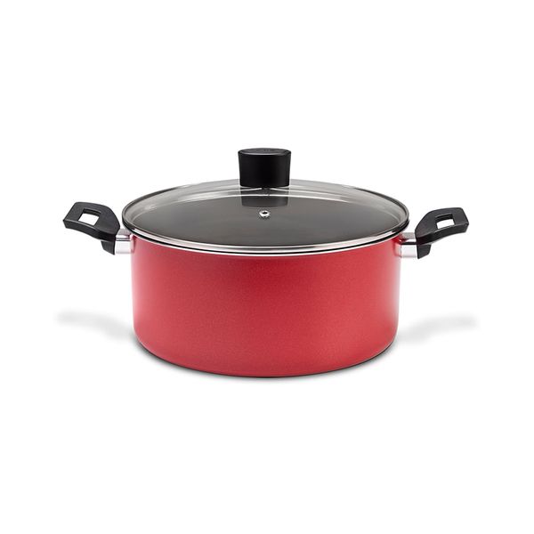 Caçarola com Tampa Brinox Naturalle Antiaderente Ceramic Life Ø24cm 4,3 Litros Garlic Vermelho Brinox
