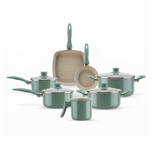 Jogo de Panelas Brinox Antiaderente Ceramic Life 7 Peças Easy Verde Jade