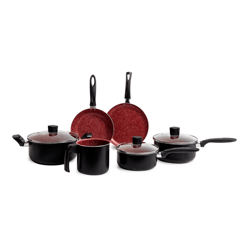 Jogo de Panelas Brinox Antiaderente Ceramic Life 6 Peças Easy Carbono-Vermelho