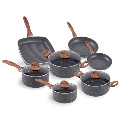 Jogo de Panelas com Indução Brinox Antiaderente Ceramic Life Smart Plus 7 Peças Granito