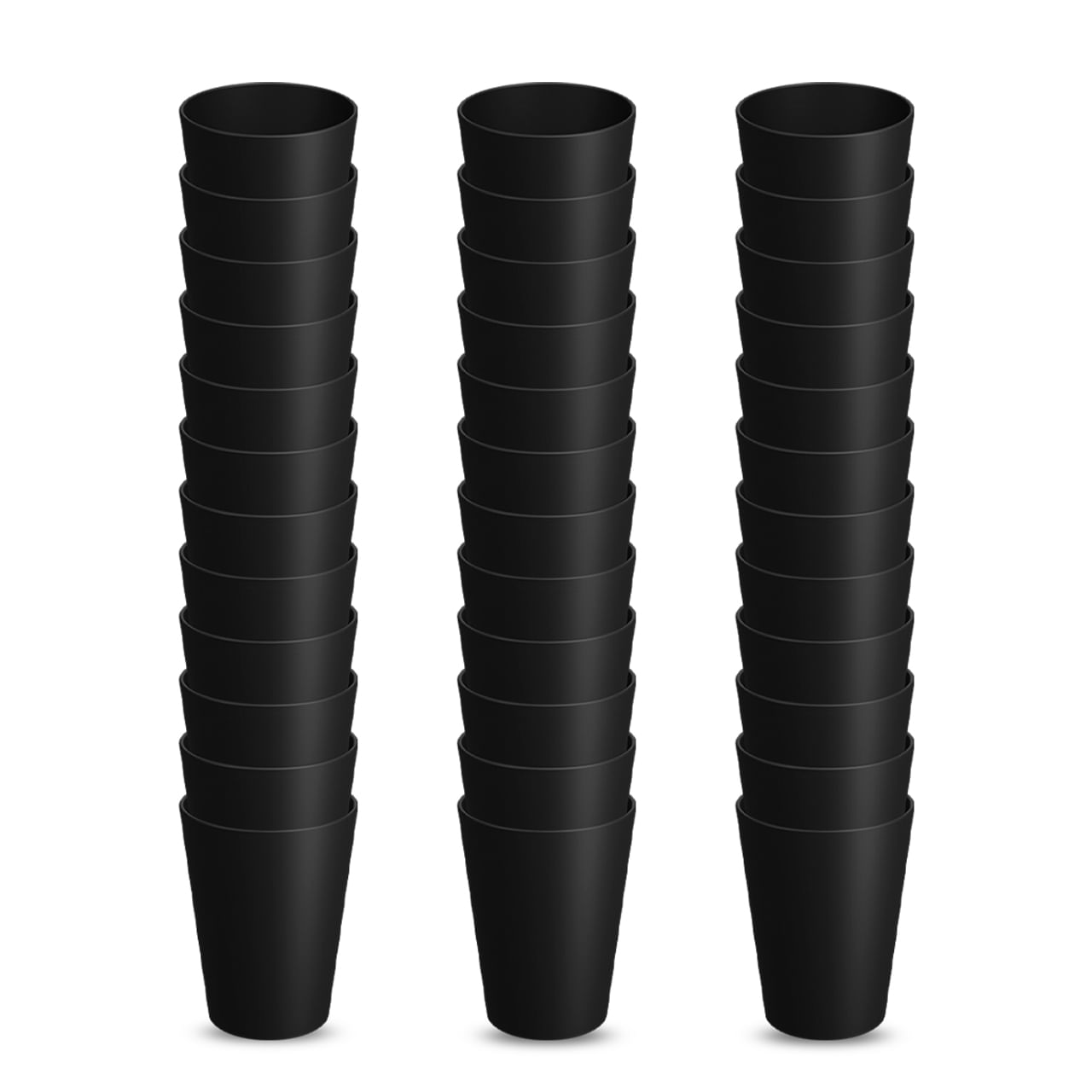 Kit 36 Copos Cônicos Coza Cozy 300ml Preto Empilhável