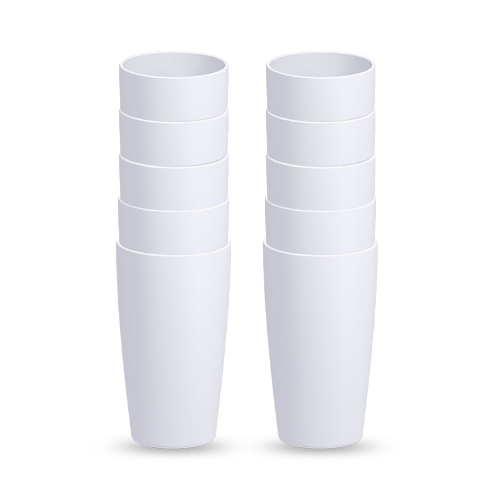 Kit 10 Copos Altos Coza Cozy 400ml Branco