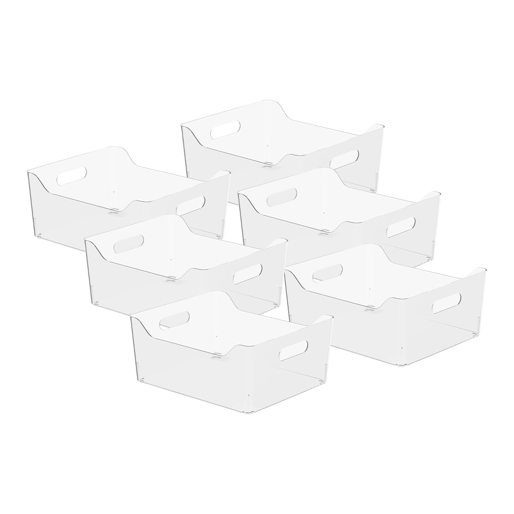 Kit 6 Caixas Organizadoras Coza Dry 30x25x13cm 6,3 Litros Cristal